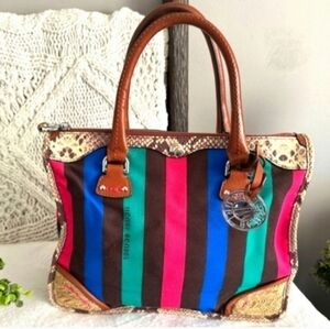 🍂🍁Vintage Henri Bendel multicolor stripe snakeskin bag